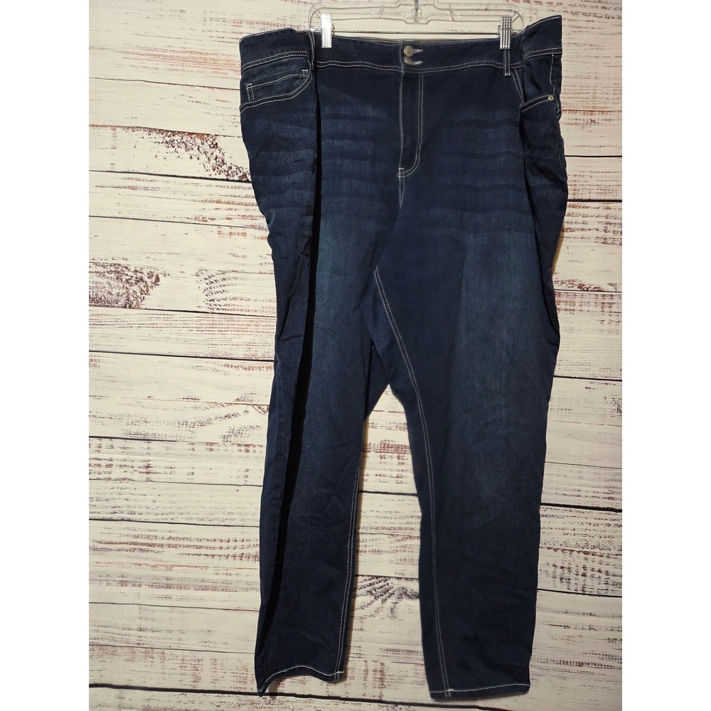 C. Est. 1946 Denim Womens Plus 28W Hi-Rise Dark Wash Straight Leg Jeans Stretch